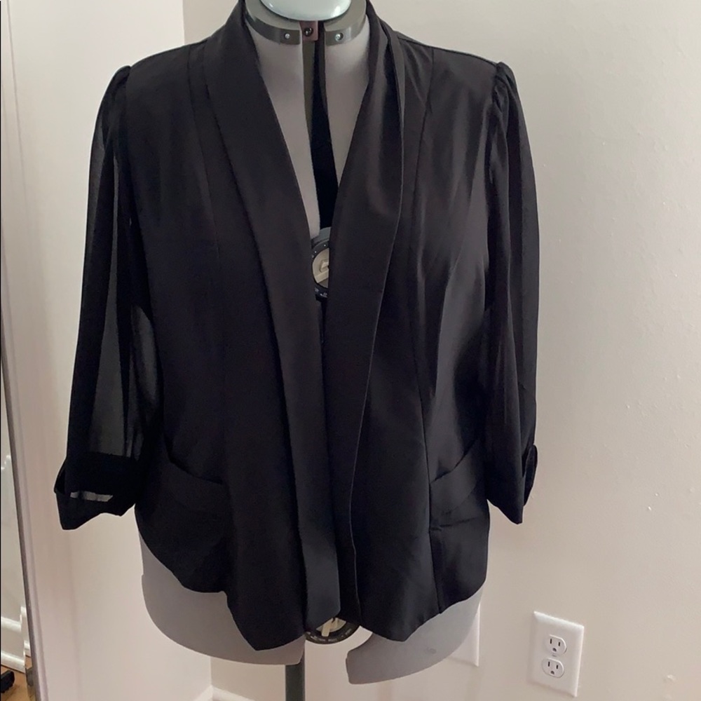 City Chic Black Chiffon Blazer, Size 18/M